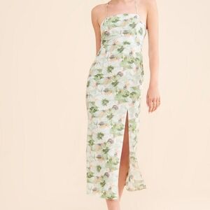 En Saison Lario Lace Up Back Green and White Floral Dress